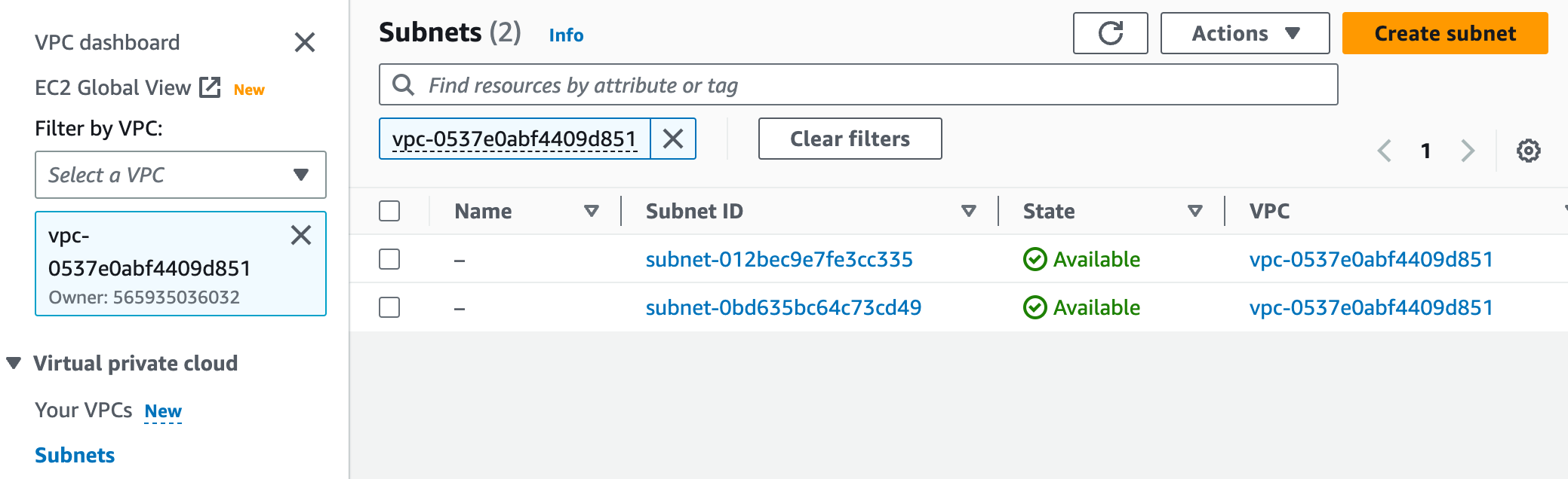 inbound subnet share