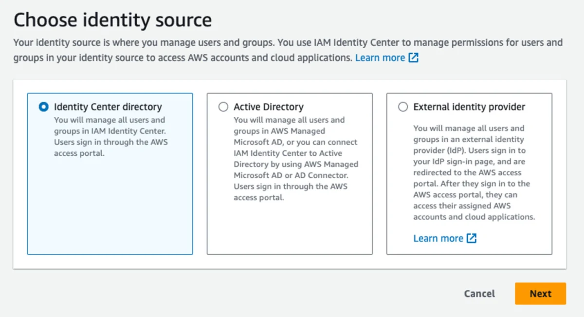 Choose your identity source